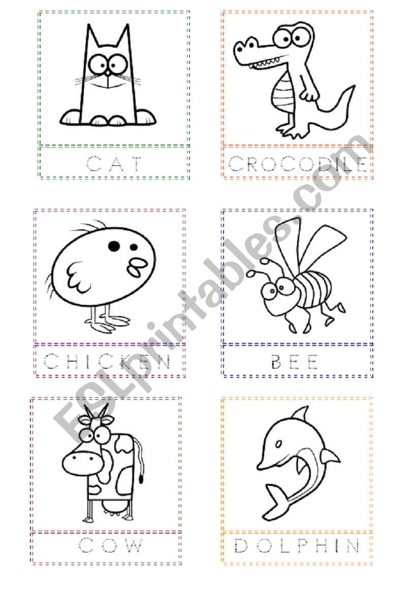 Animal Flashcards for painting and writing the letters (1)