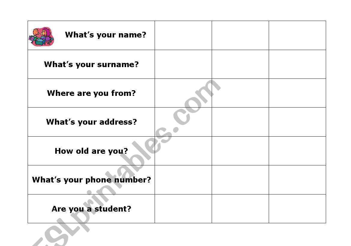 Interview worksheet