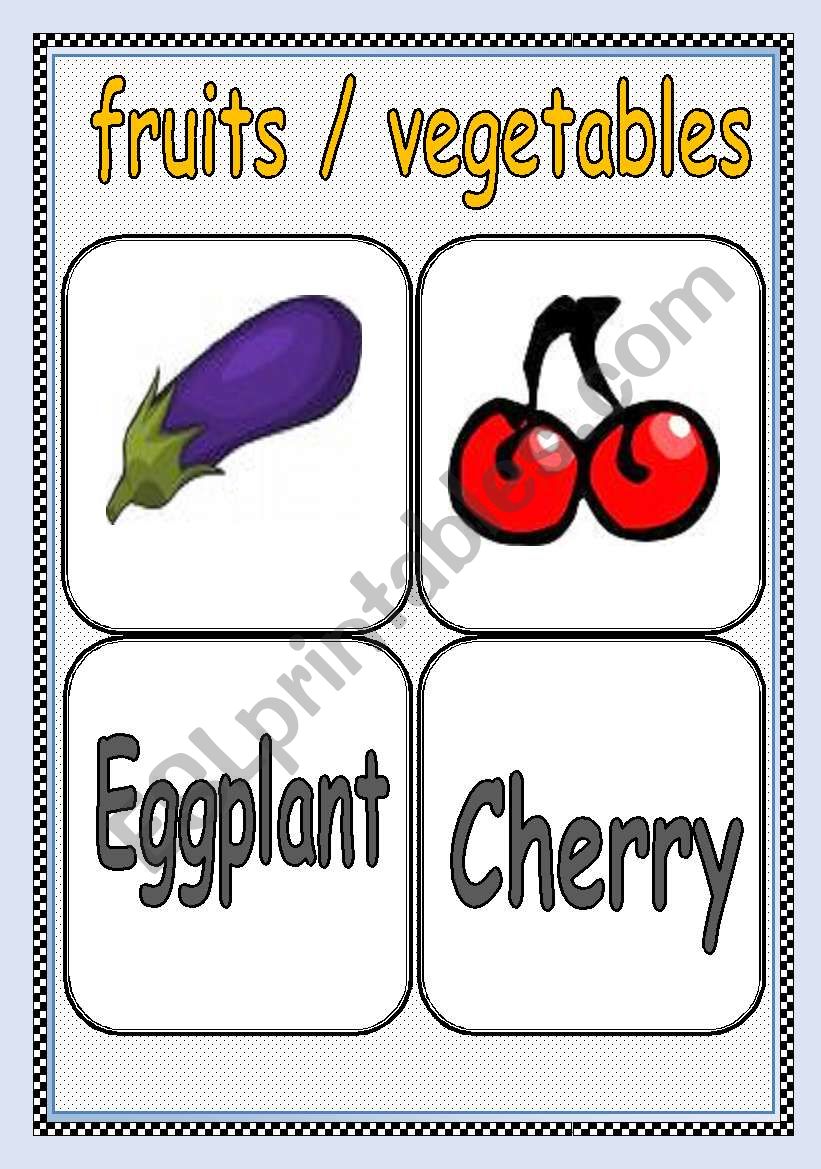 FRUITS / VEGETABLES FLASHCARD or POSTER ( Part : 5 ) | TWO PAGES |