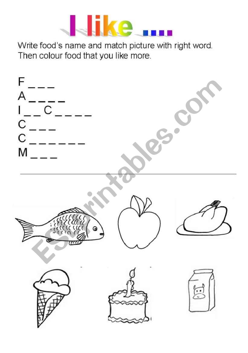 I like...... worksheet