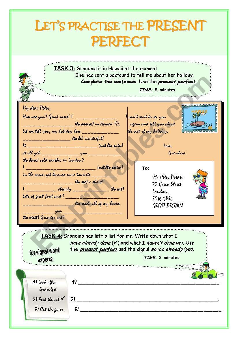 Present perfect practice worksheet