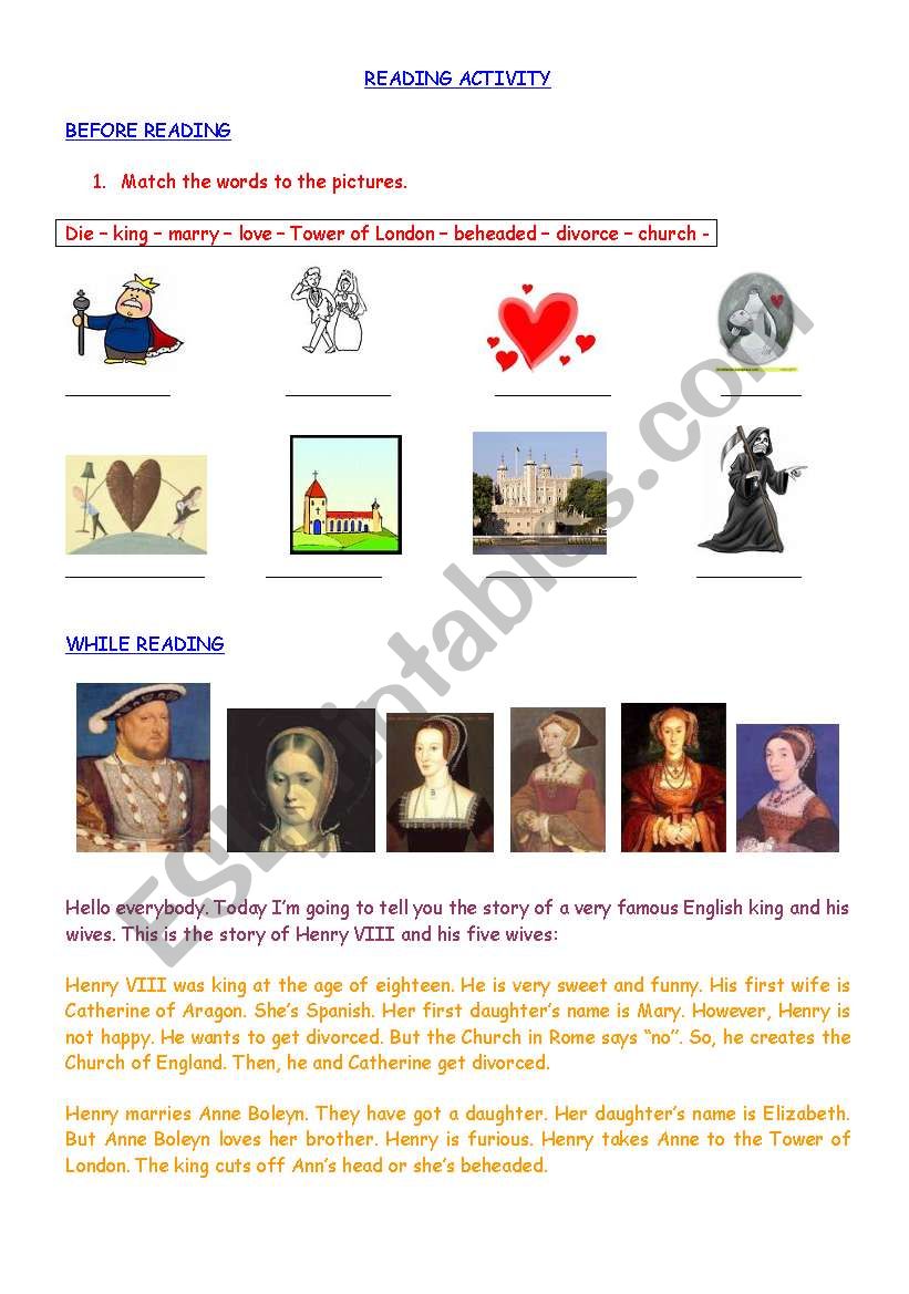 Henry VIII worksheet