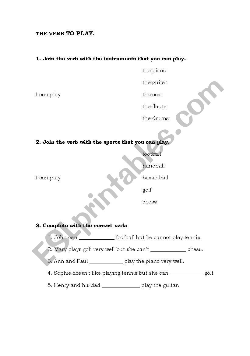 play and have worksheet