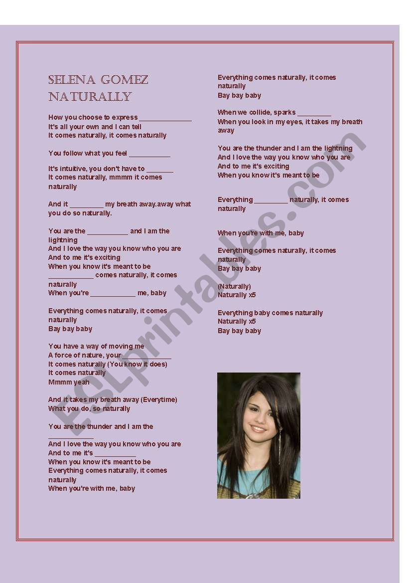 selena gomezÂ´s song, Naturally