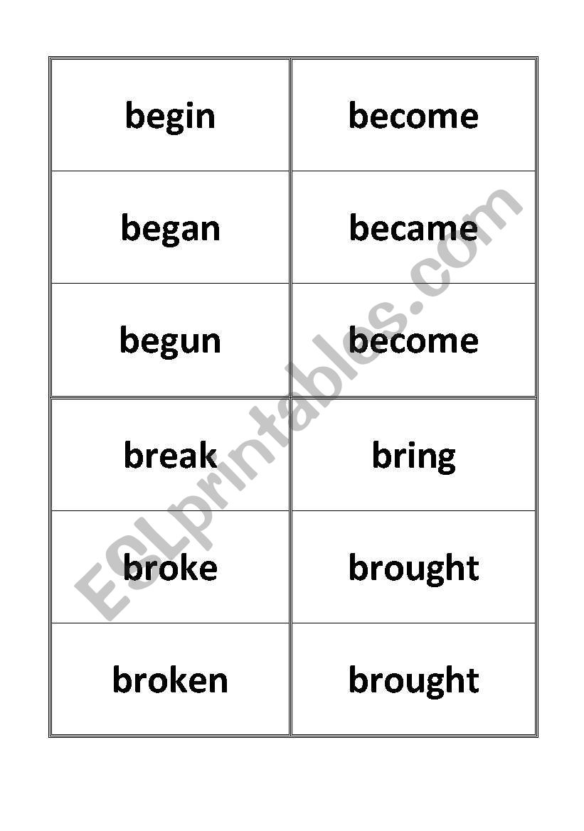 Irregular verbs worksheet