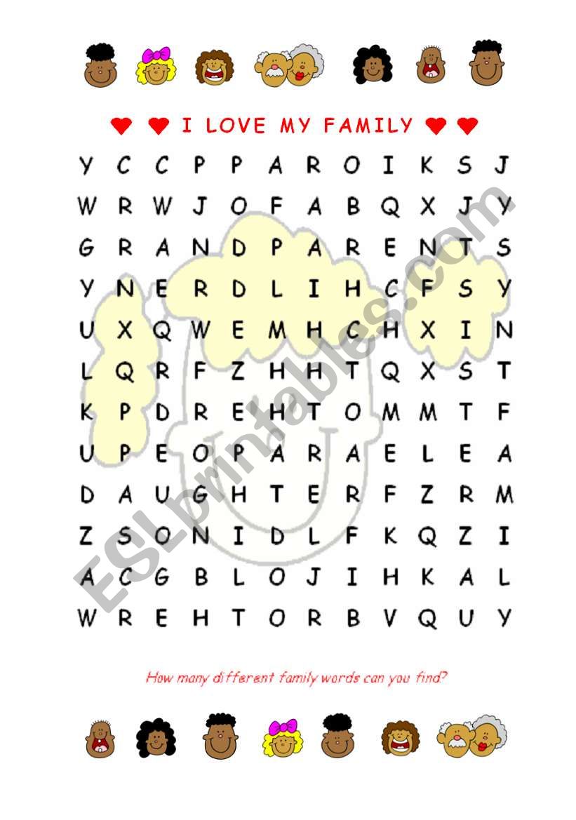 I Love My Family Series - Easy Family Word Search (+Key)