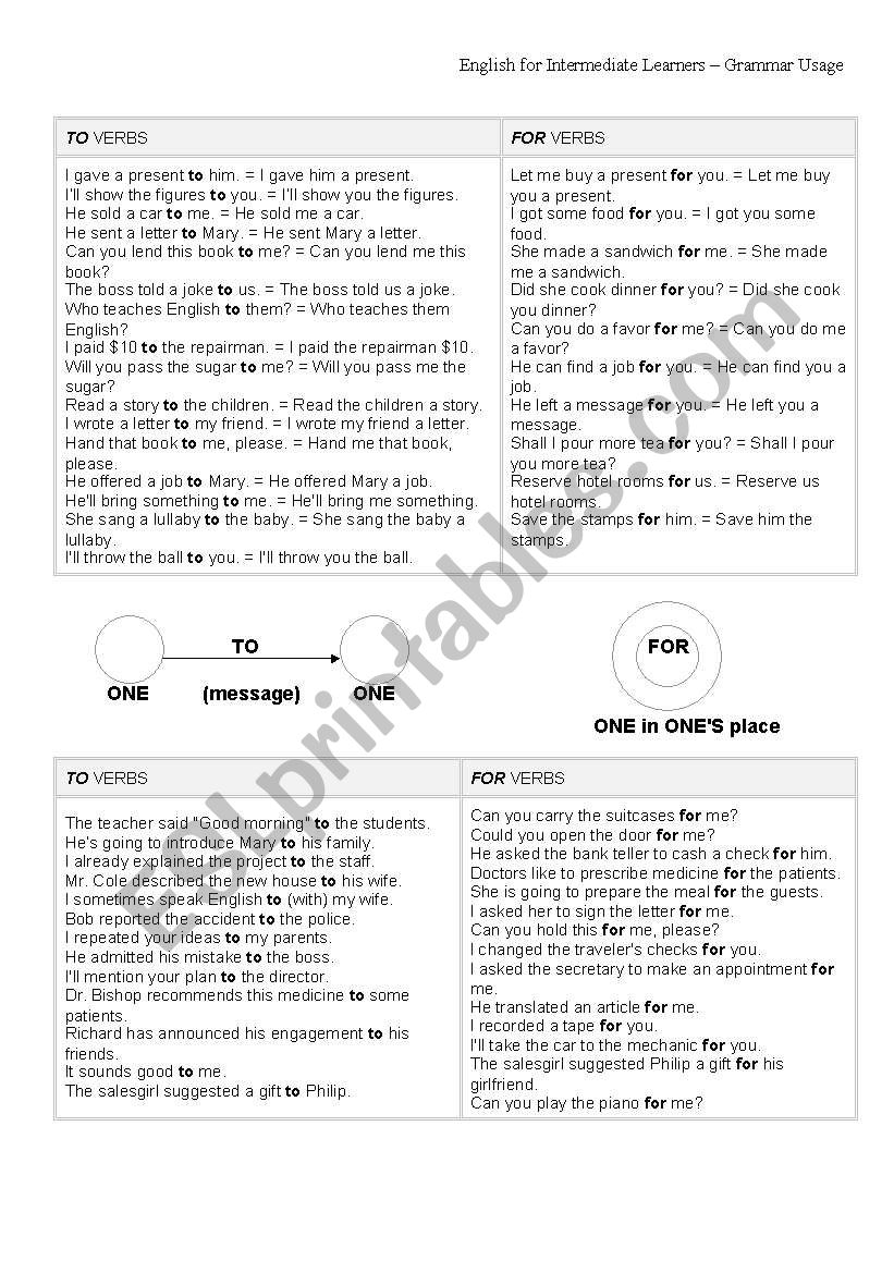 For & To worksheet