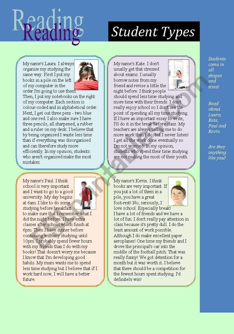 Reading: Student Types (and comparison of nouns)