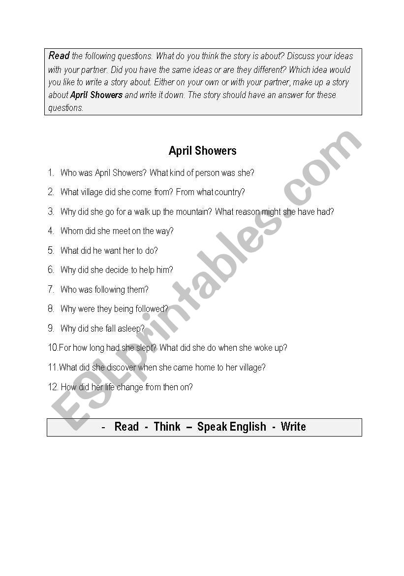 Creative writing worksheet