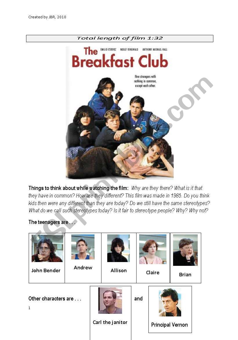 The Breakfast Club - worksheet