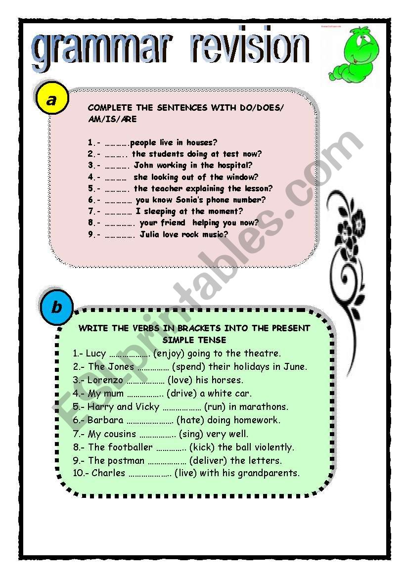 GRAMMAR REVISION worksheet