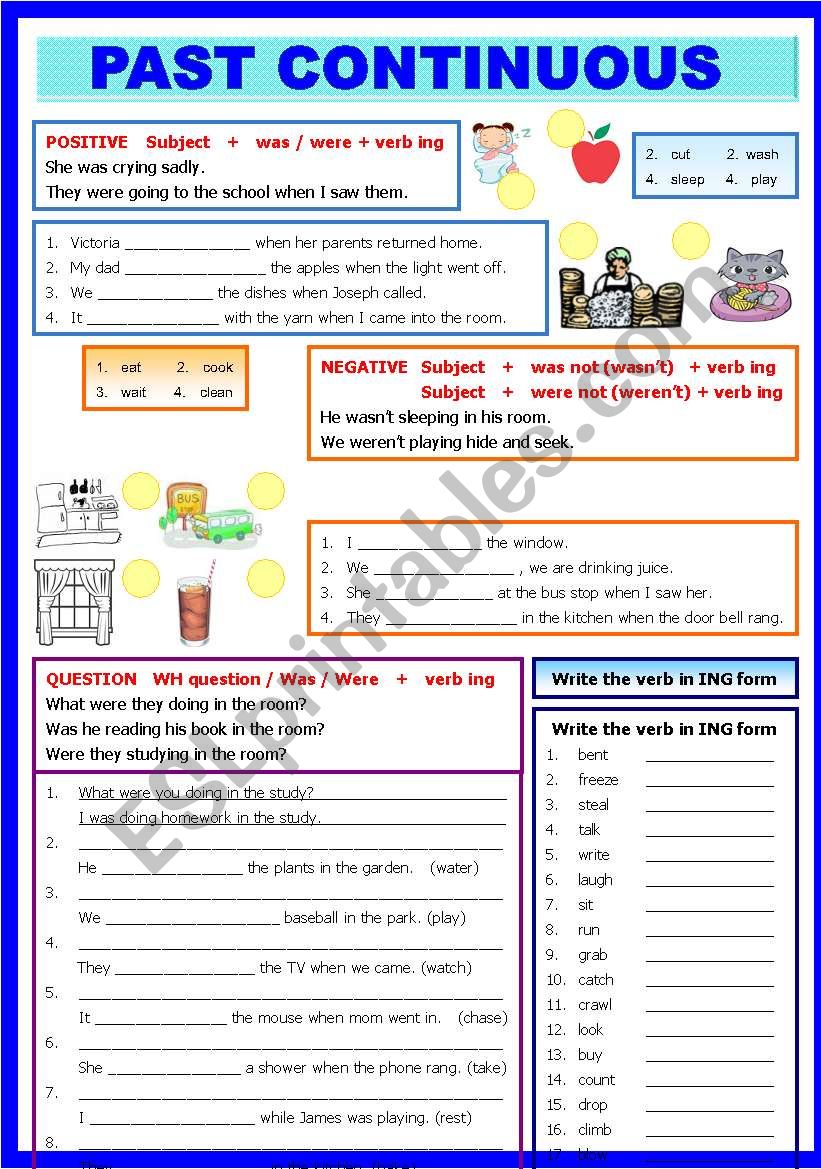 Past Continuous - B/W worksheet