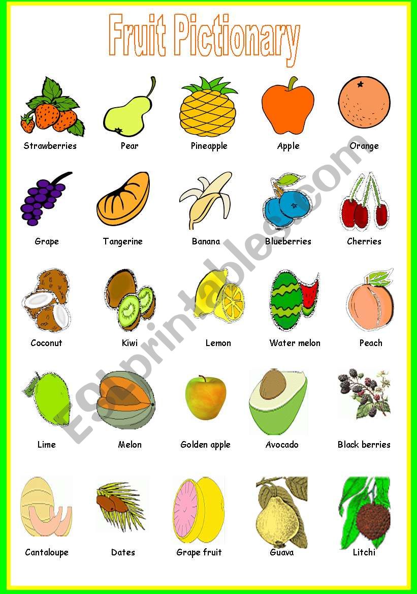 FRUIT PICTIONARY worksheet