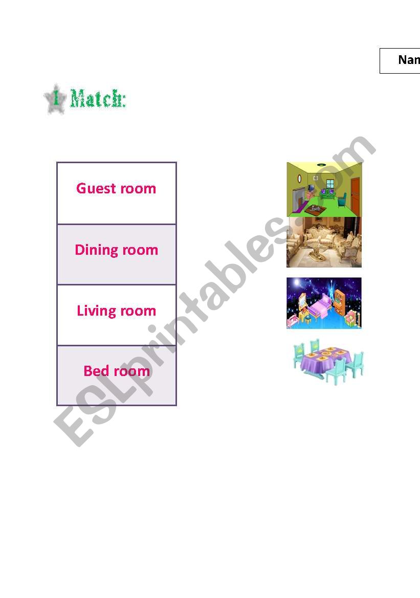 Names of the rooms worksheet