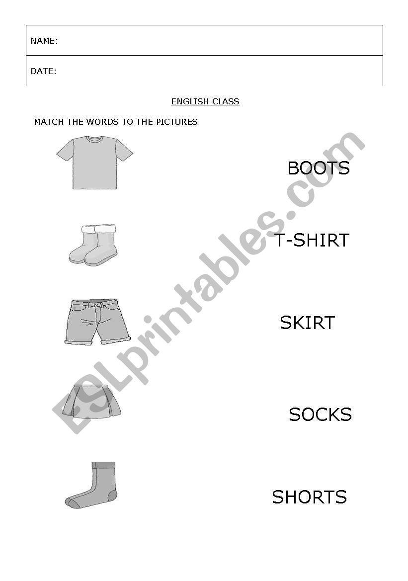 clothes worksheet