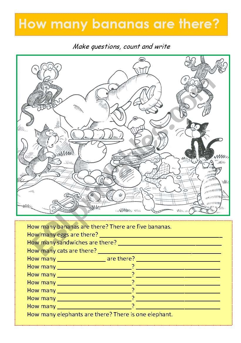 How many bananas are there? worksheet