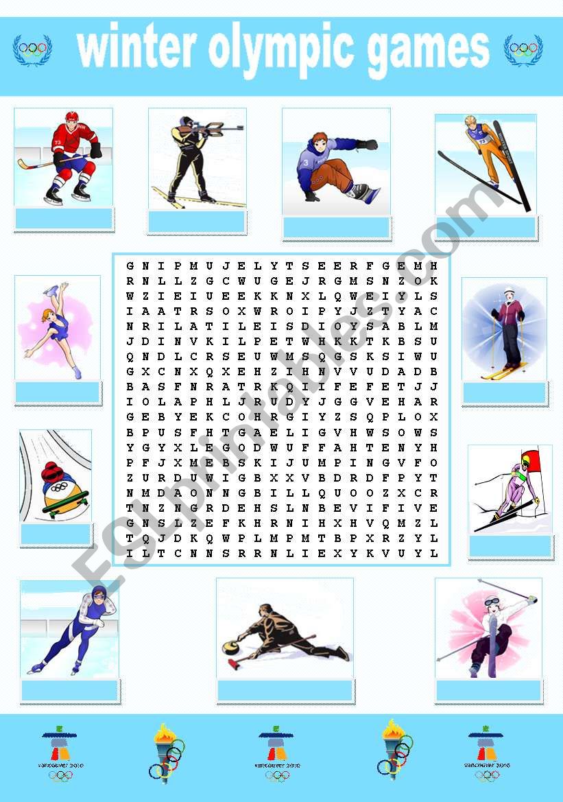 Winter olympycs wordsearch worksheet