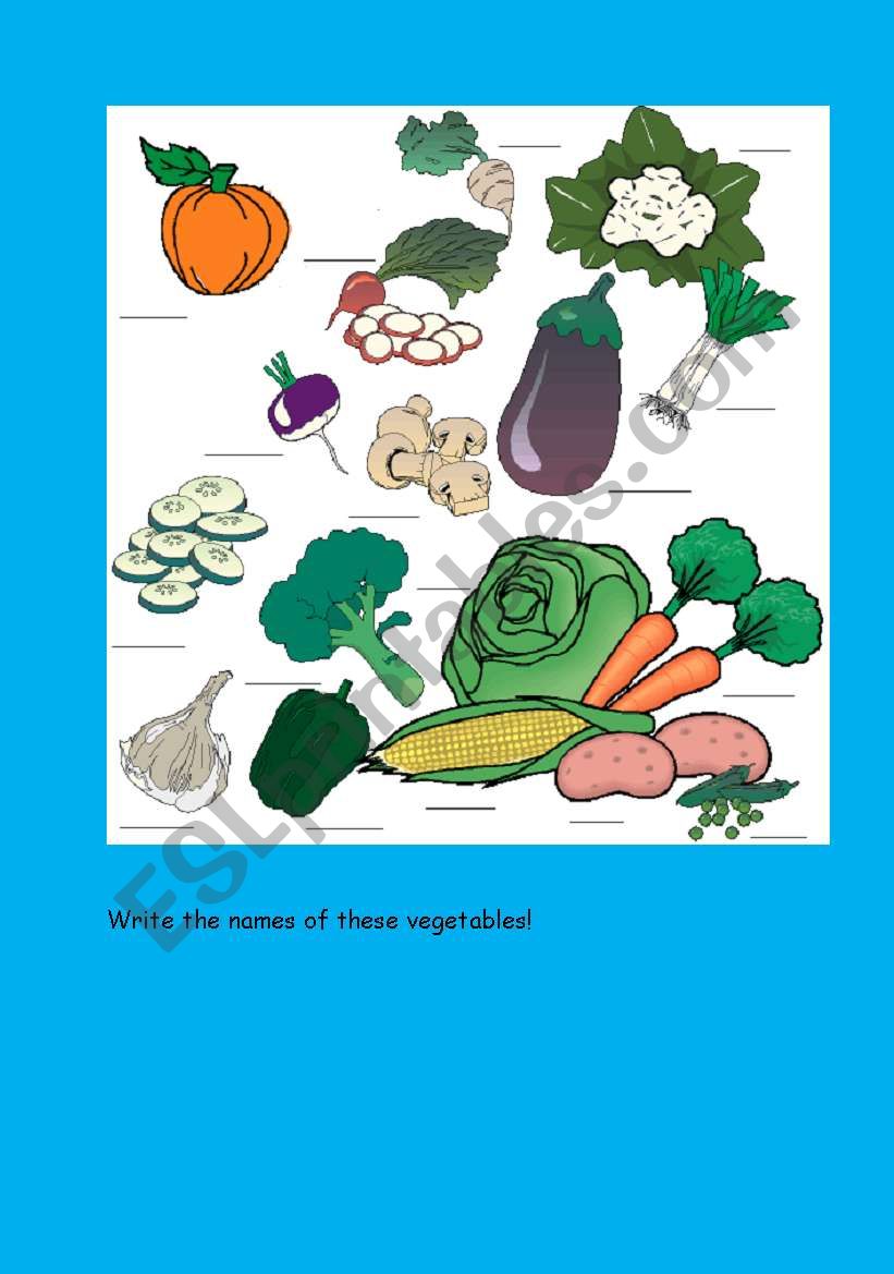 Food - vegetables worksheet