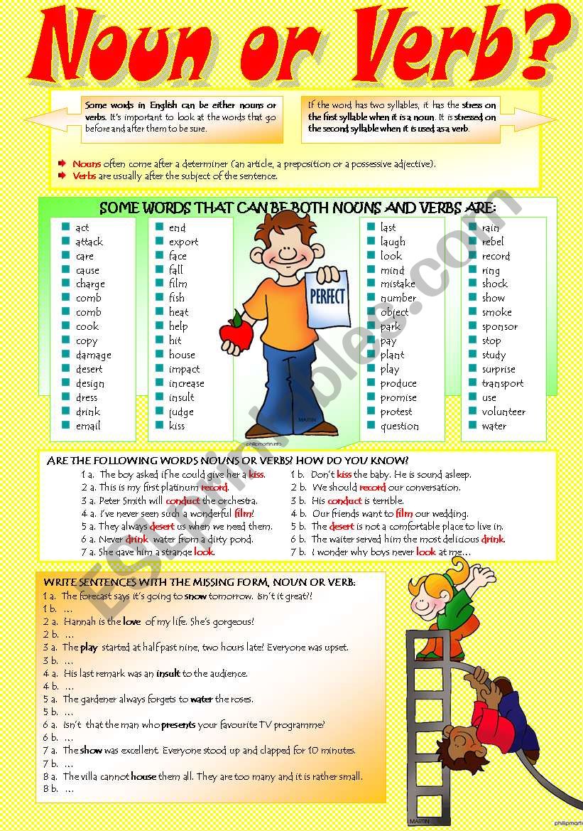 SAME WORD: NOUN OR VERB? worksheet