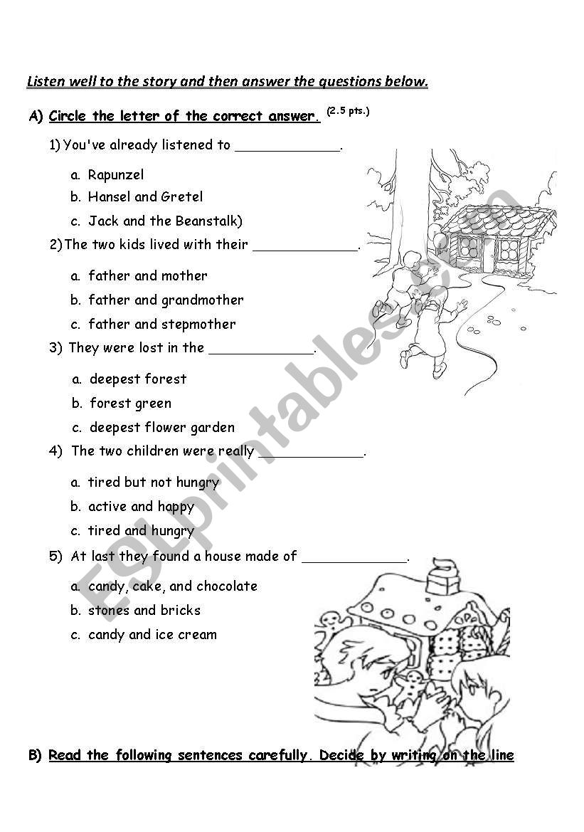 Listening Test (Hansel & Gretel)