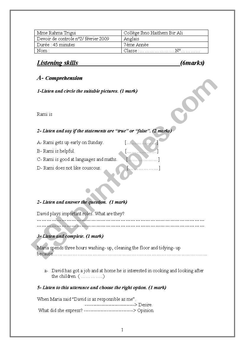 TEST worksheet