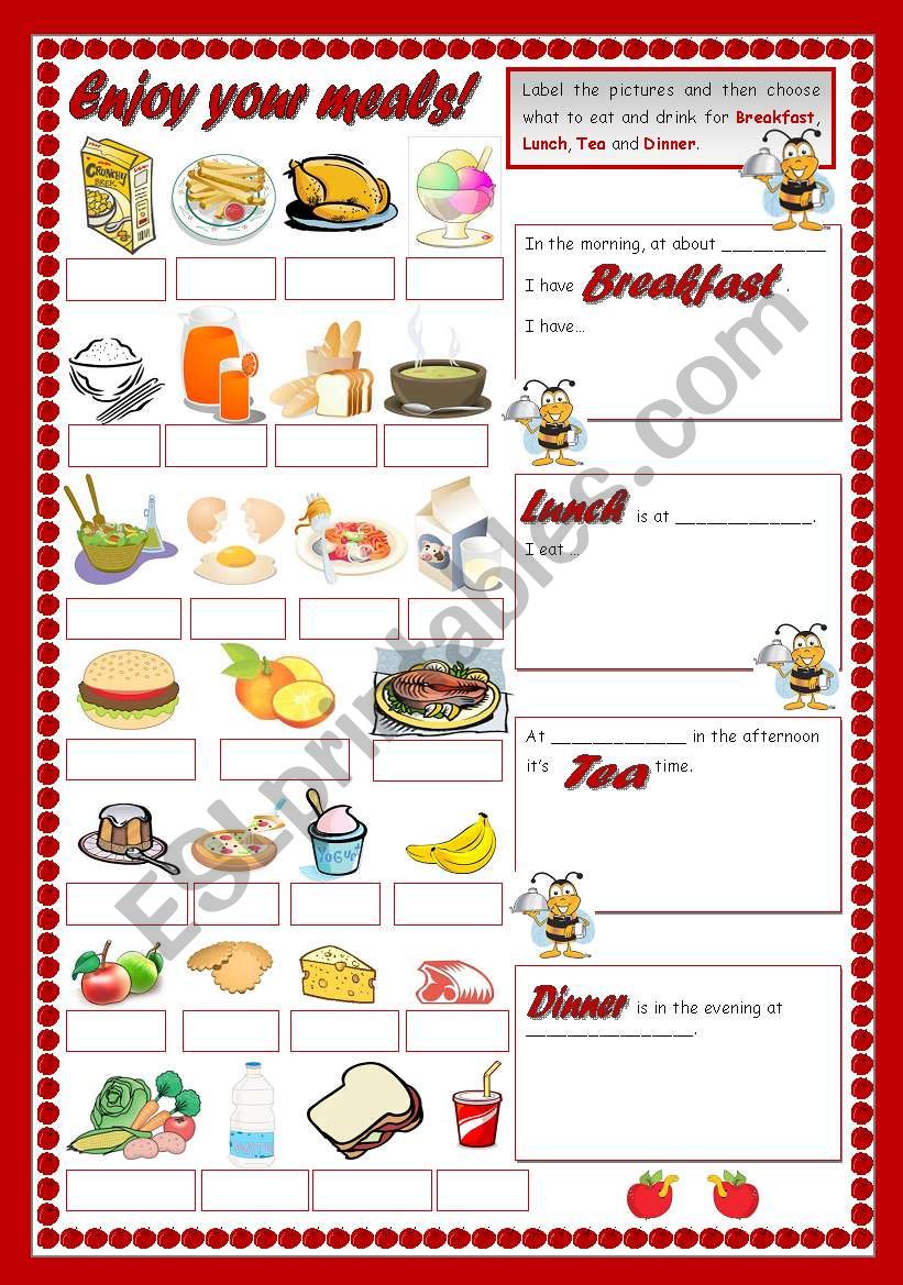 ENJOY YOUR MEAL! worksheet