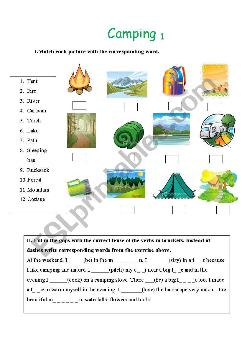 Camping worksheet