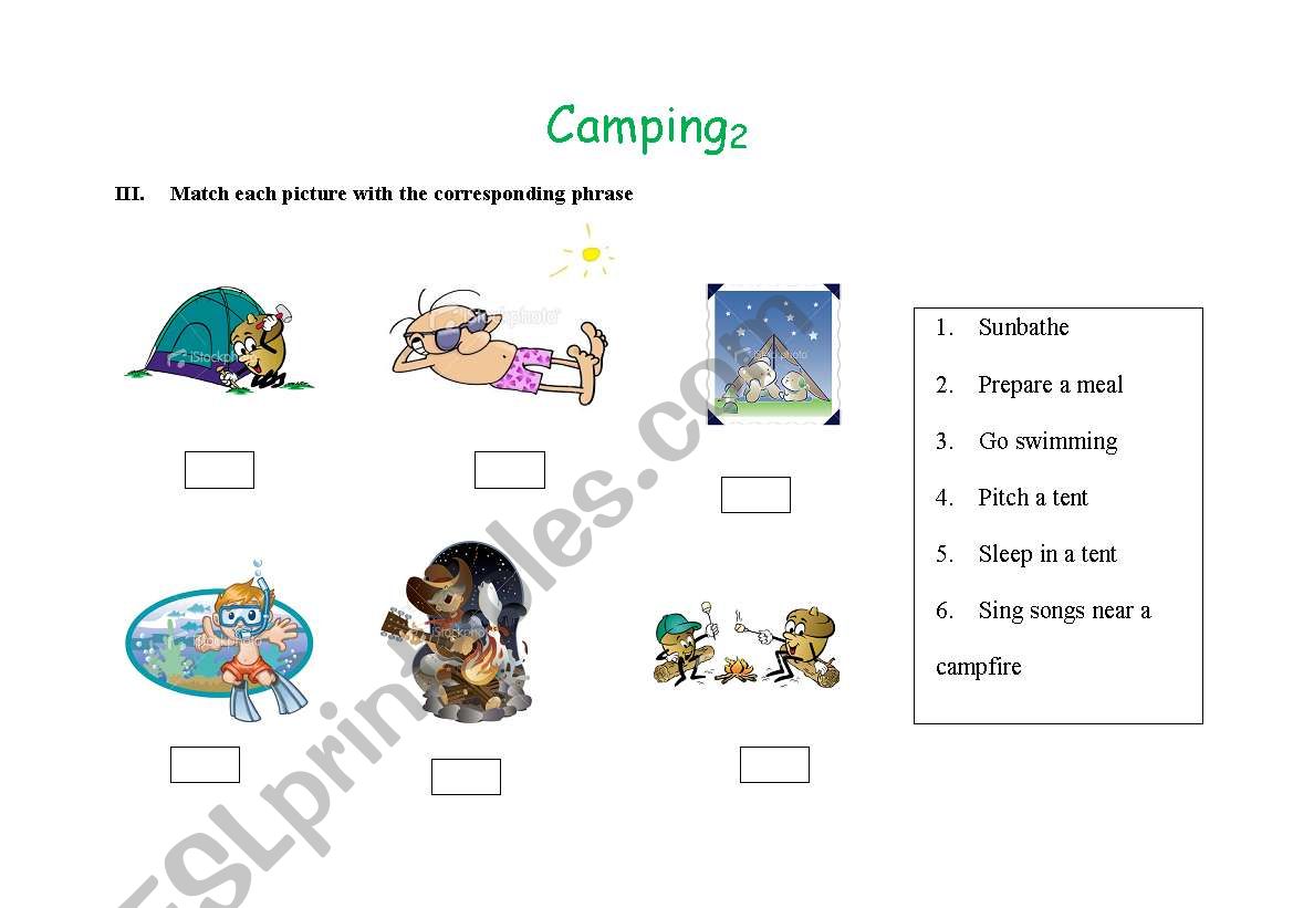Camping 2 worksheet