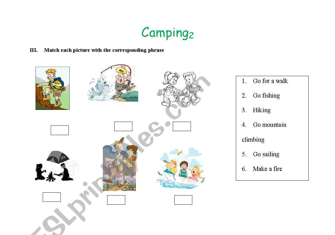 Camping 3 worksheet