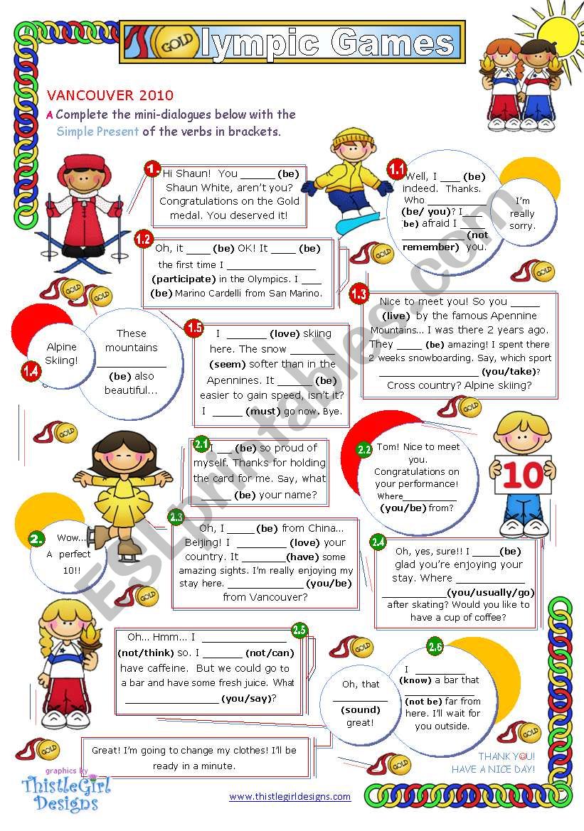 Dialogue series - Olympic Games   (Grammar practice - Simple Present)