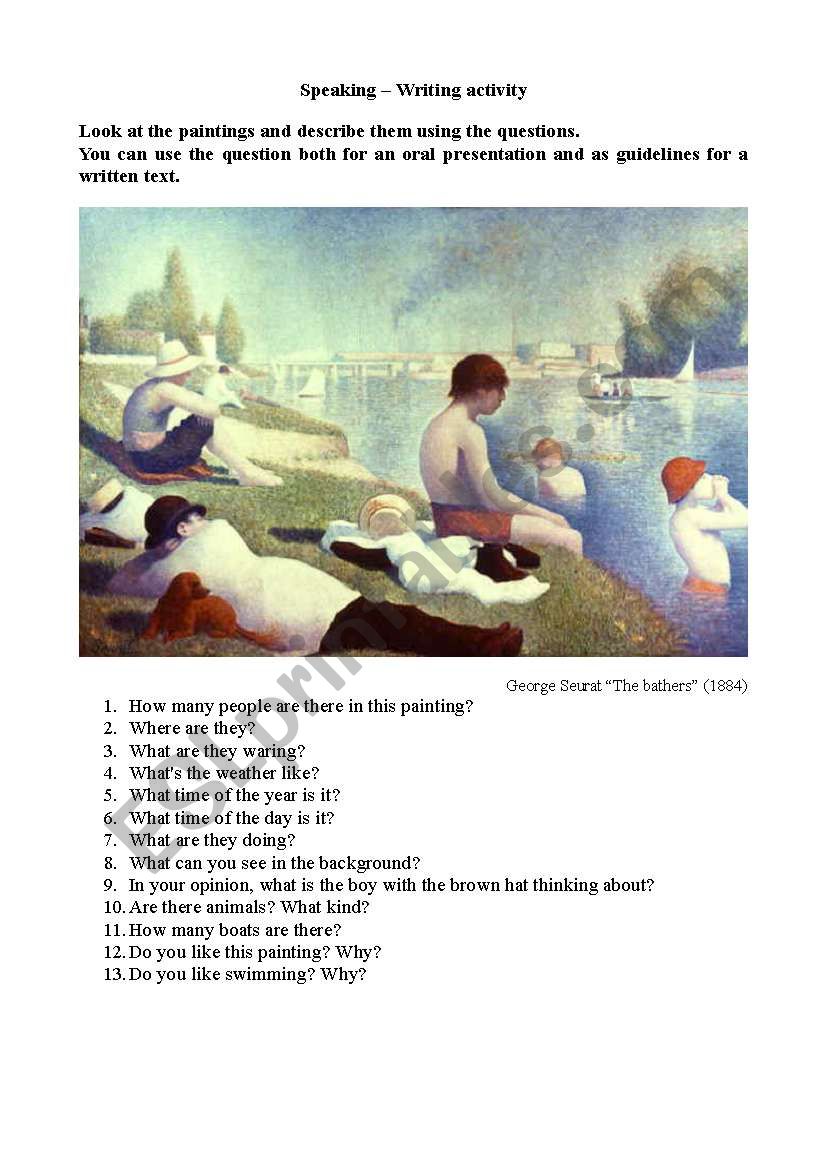 Paintings description worksheet