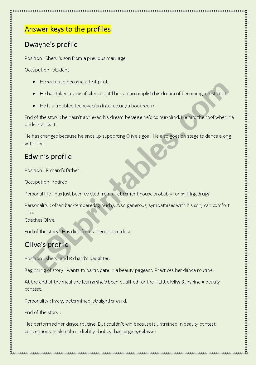 Little Miss Sunshine worksheet 2