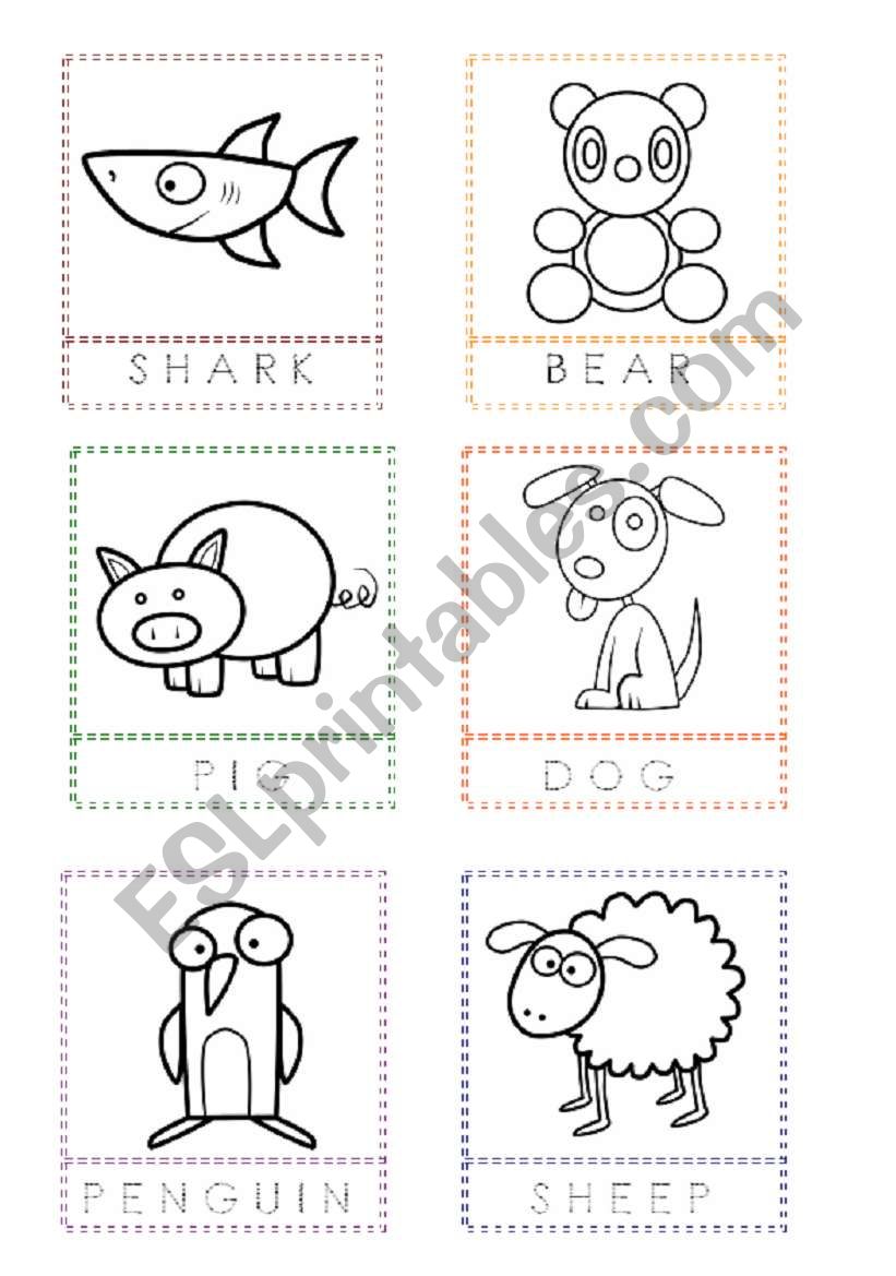 Animal Flashcards for painting and writing the letters (3)