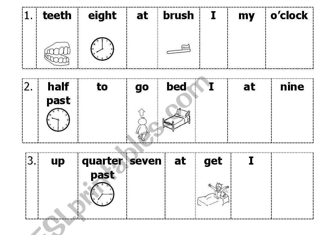 Daily Routine - Sentence Scramble