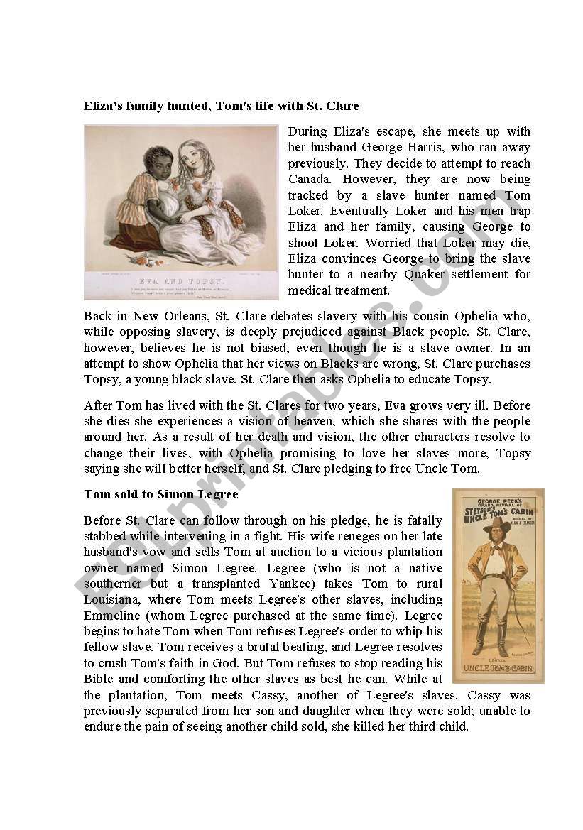 Uncle Tom S Cabin Esl Worksheet By Charlottelinder