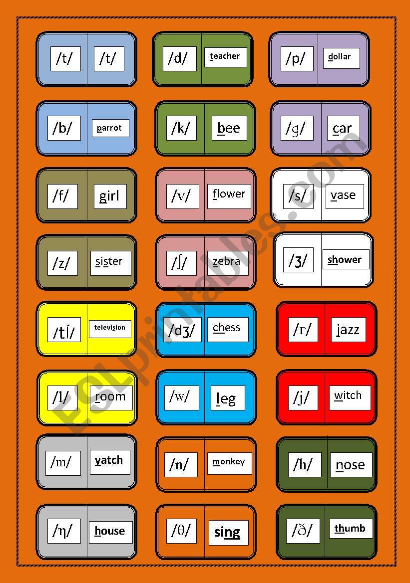 CONSONANT SOUNDS DOMINO worksheet