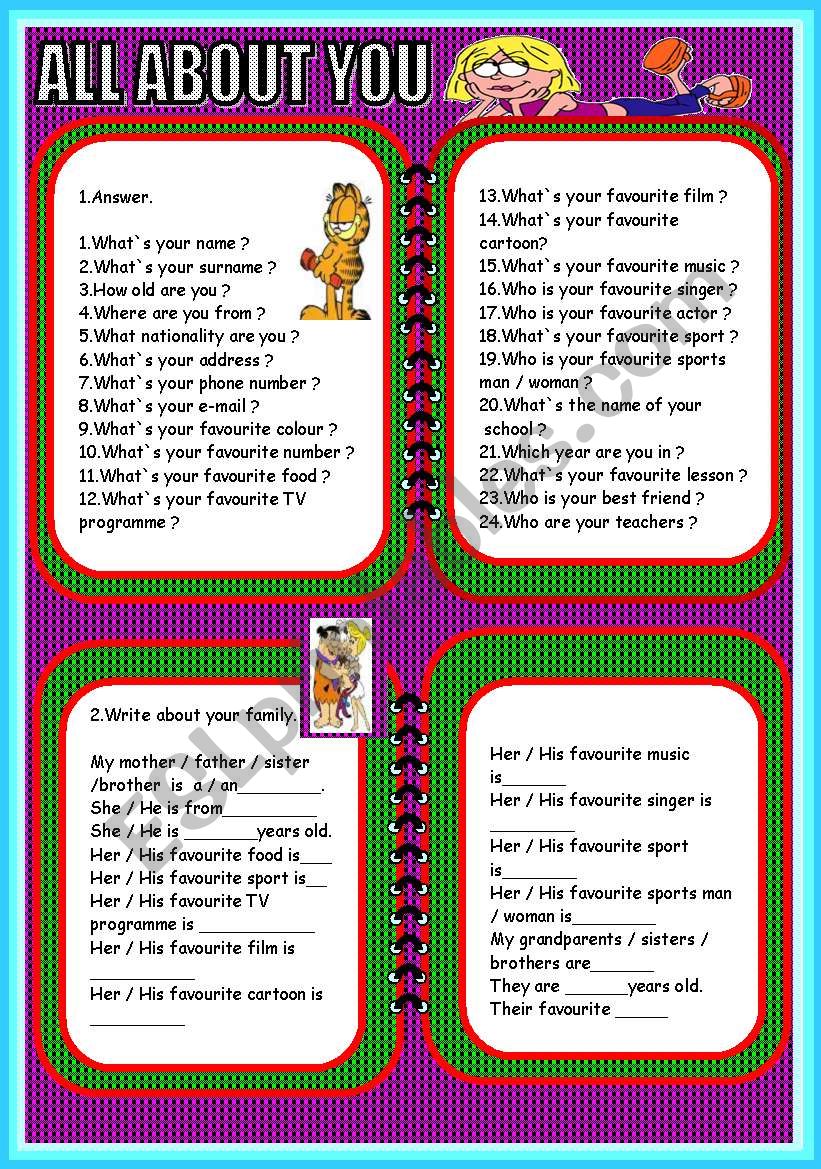 ALL ABOUT YOU worksheet