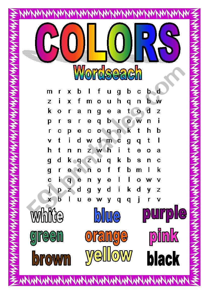 Colors Wordsearch worksheet