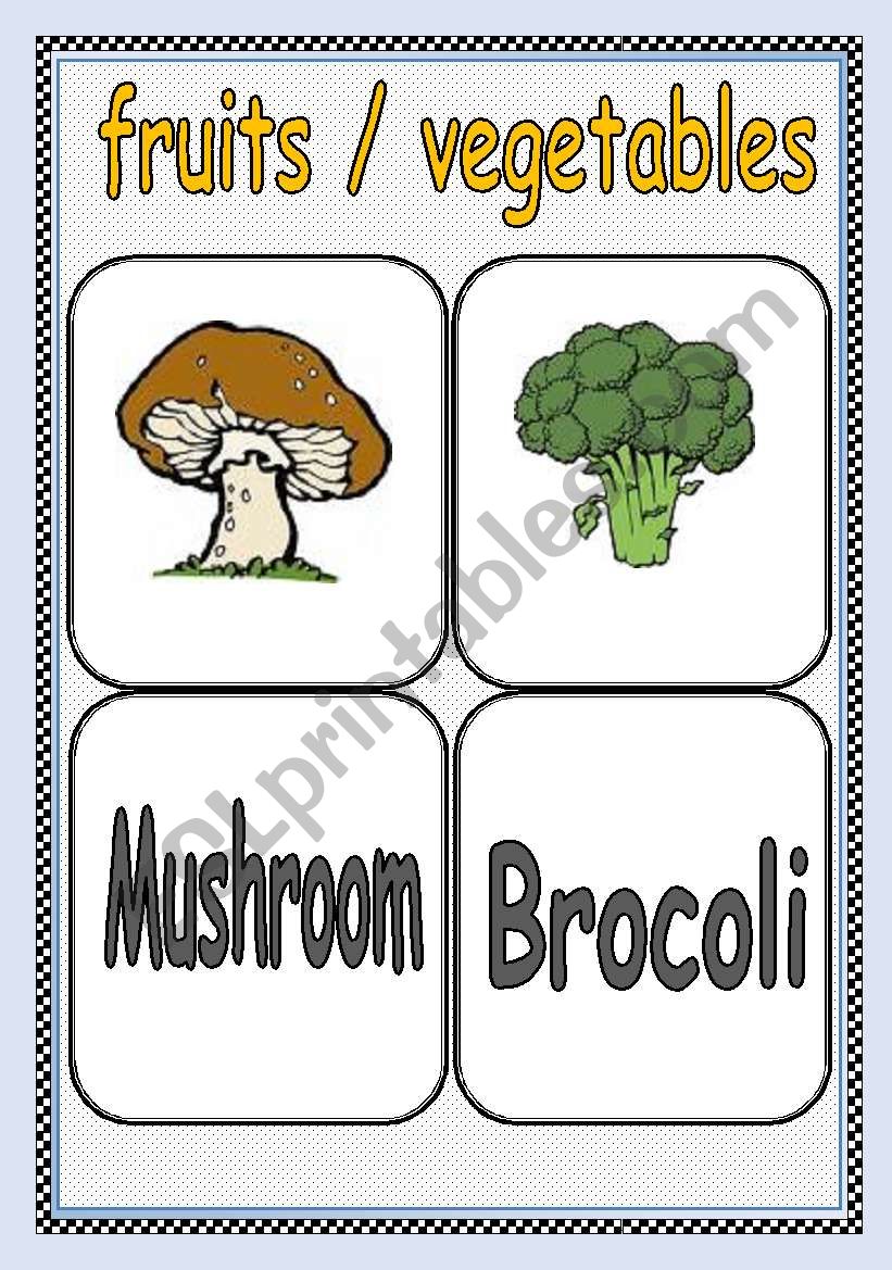 FRUITS / VEGETABLES FLASHCARD or POSTER ( Part : 7 ) | TWO PAGES |