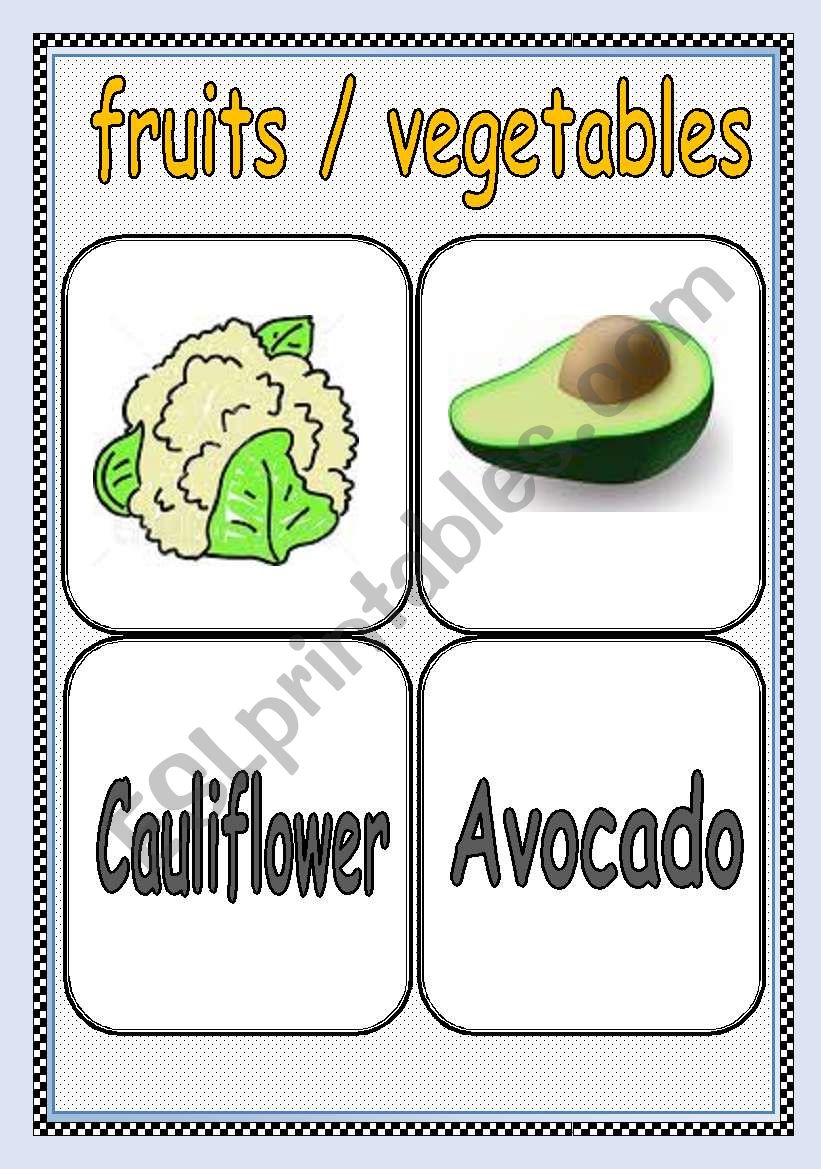 FRUITS / VEGETABLES FLASHCARD or POSTER ( Part : 9 ) | TWO PAGES |
