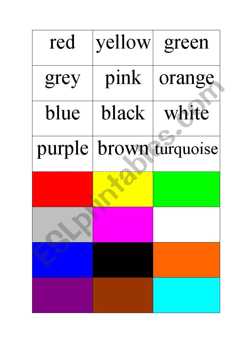 Colours worksheet