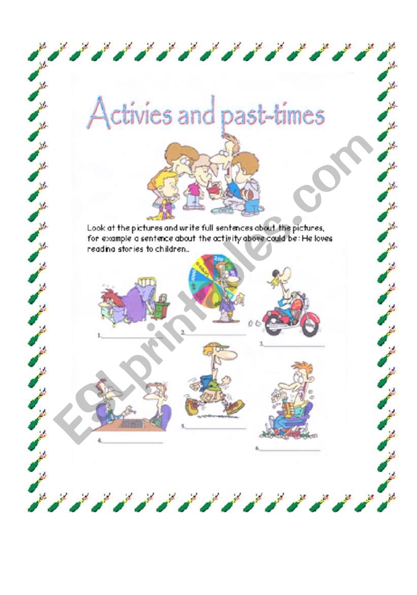 Activities and Pastimes worksheet