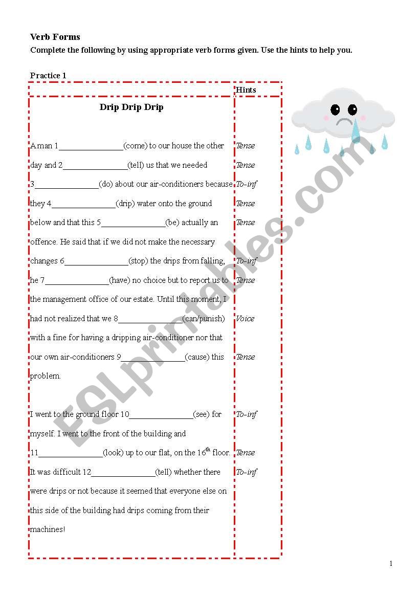 Verb Form worksheet