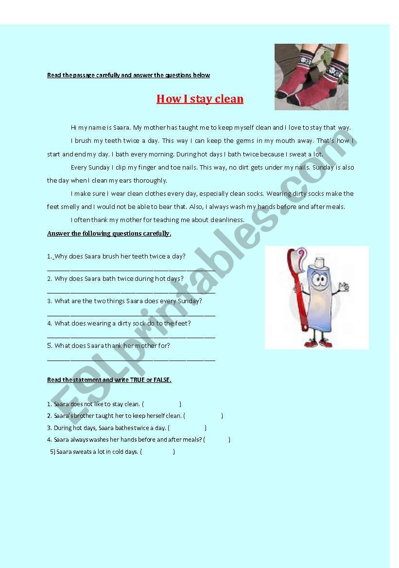 reading comprehension worksheet