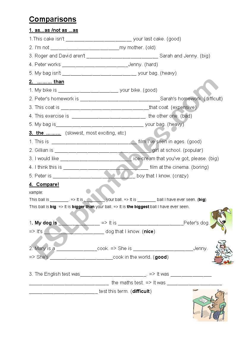 Comparisons worksheet