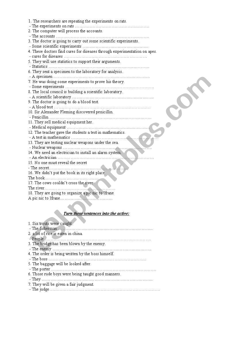 passive voice worksheet