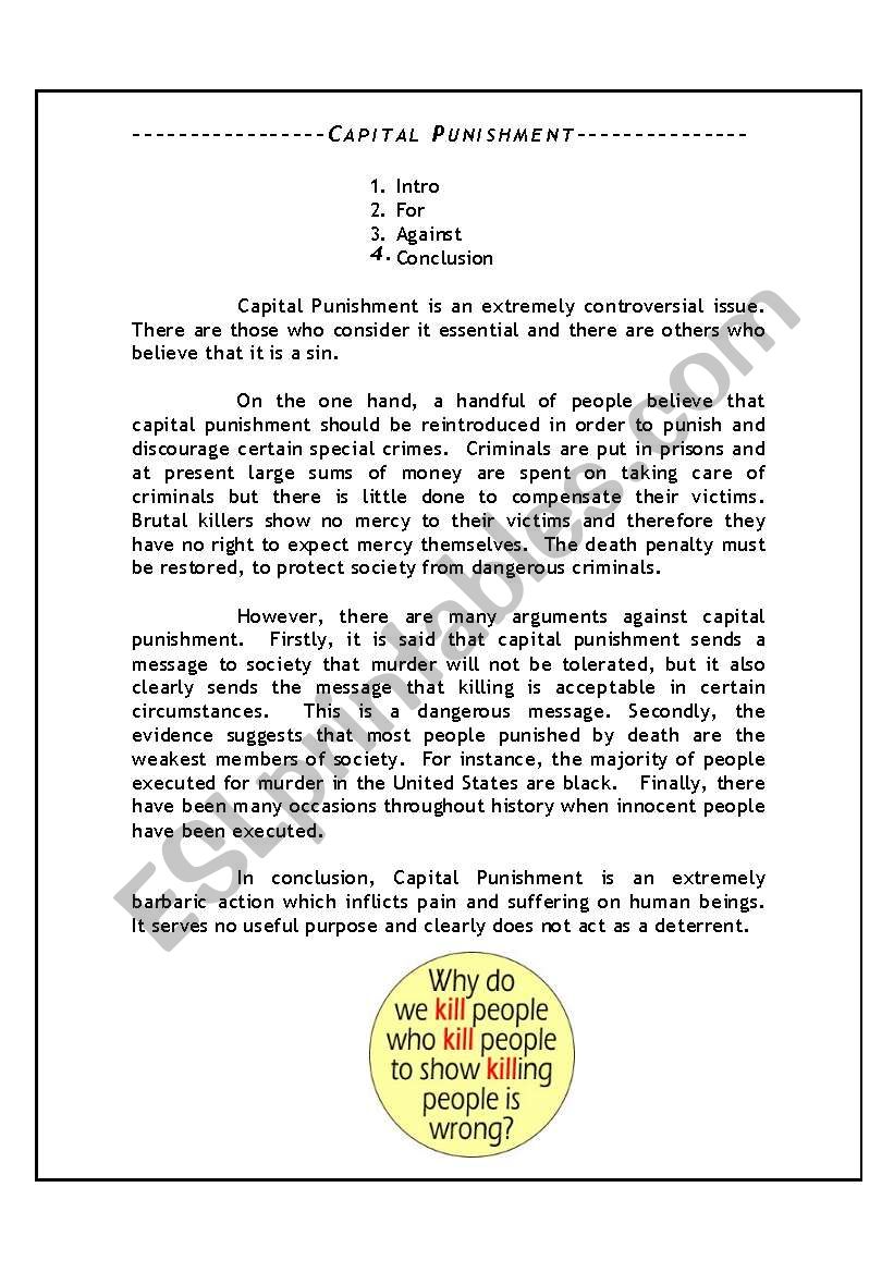 Crime - Capital Punishment  worksheet