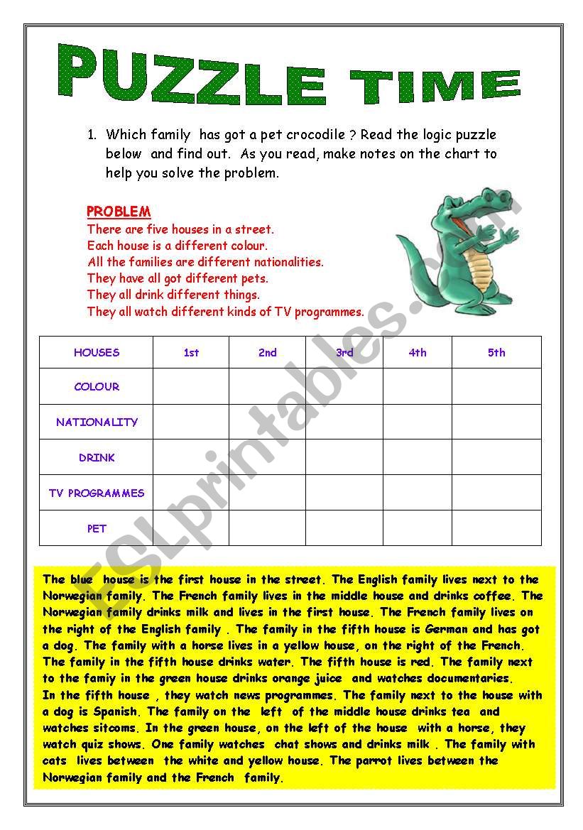 reading as a puzzle worksheet