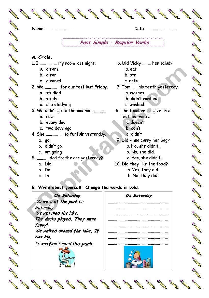 Past Simple Regular verbs worksheet