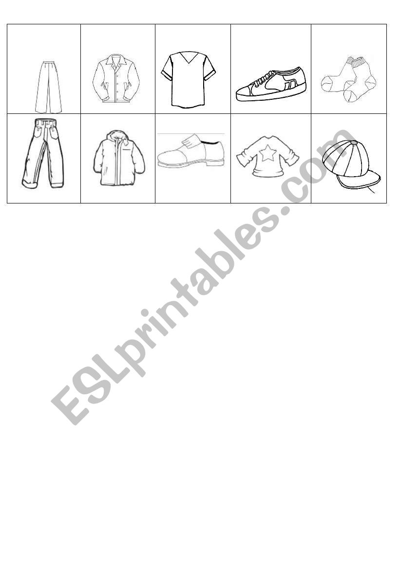 clothes memory game worksheet